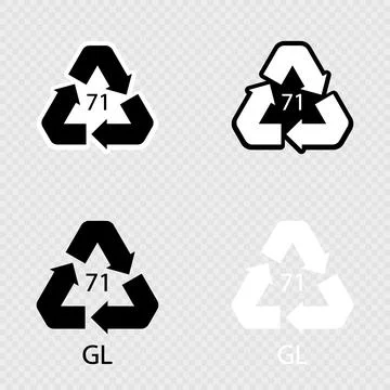 Green Glass recycling code 71 GL set. Stock Illustration