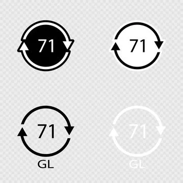 Green Glass Recycling Code 71 GL Set. Illustrazione stock