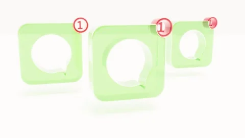 Green glass Speech message bubbles on white bg rotate endless Stock Footage 331067820