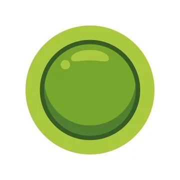 Green glassy round button with shiny highlights Ilustração Stock