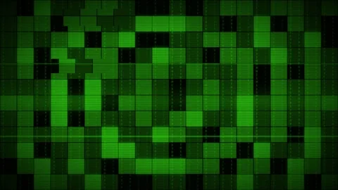 Green Glitch Matrix Grid Binary Code Tiles Scanline Digital Background. 库存影片 347878356