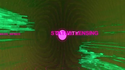 Green glitches entering sides causing magenta orb over GRAVITY forming and Stock Footage 332844167