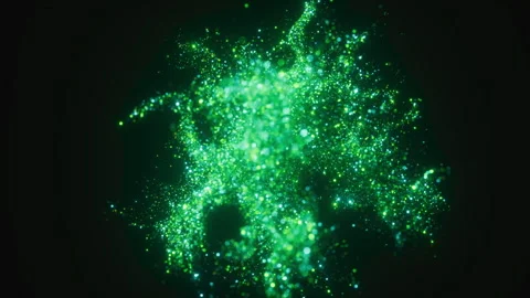 Green glitter explosion with radiating particles. Stock Footage 330062334
