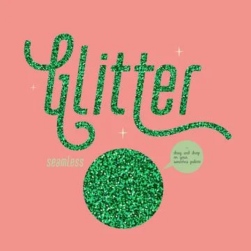 Green glitter seamless pattern, Shiny party background with green shimmer Stock Illustration