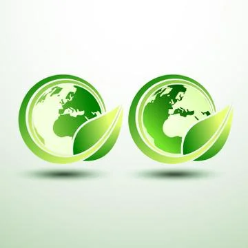 Green global label Stock Illustration
