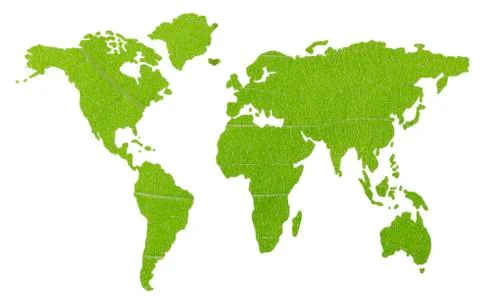 Green Global map isolated on white background Stock Photos