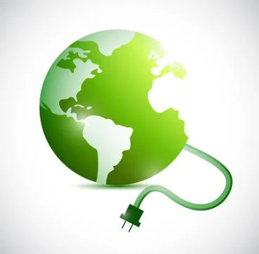 Green globe and cable connection. illustration Stock Illustration