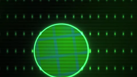Green globe on digital screen with grid pattern. Stock Footage 336243159