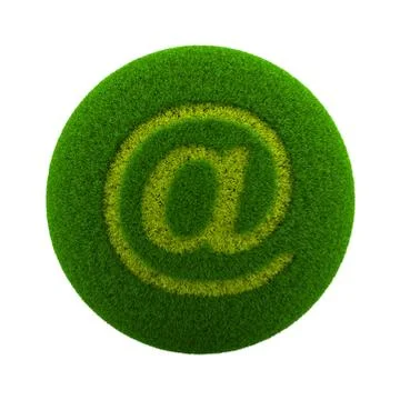 Green Globe with Grass Cutted in the Shape of Email At Text Symbol 3D Illustr Stock Illustration