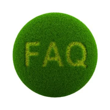 Green Globe with Grass Cutted in the Shape of Faq Text Symbol 3D Illustration Stock Illustration