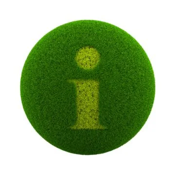 Green Globe with Grass Cutted in the Shape of Information Text Symbol 3D Illu Stock Illustration