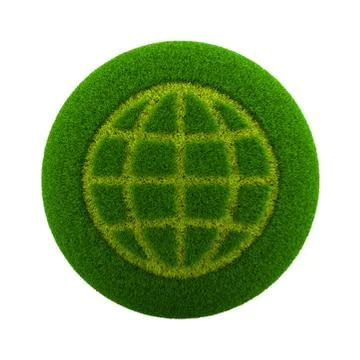 Green Globe with Grass Cutted in the Shape of World Symbol 3D Illustration Is Stock Illustration