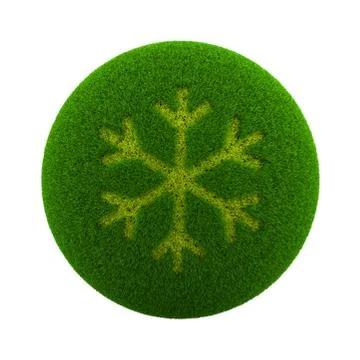 Green Globe with Grass Cutted in the Shape of a Snowflake 3D Illustration Iso Illustrazione stock