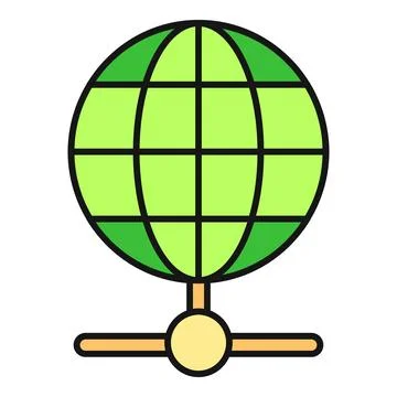 Green globe icon representing a global network connection Stock Illustration
