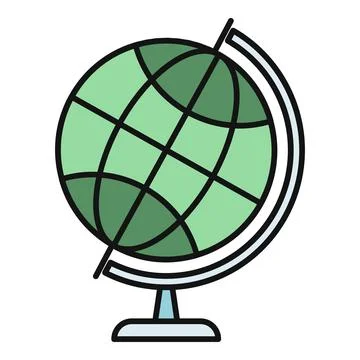 Green globe icon representing world map and geography Stock Illustration