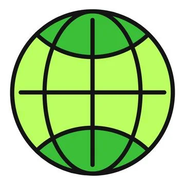 Green globe icon representing world connection and network Ilustración de archivo