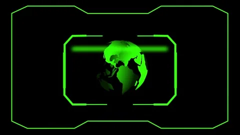 Green globe interface animation with glowing earth inside futuristic hud fr.. Stock Footage 337364503