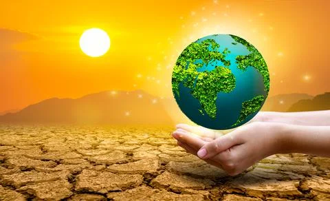 The Green Globe is located in extremely arid soil. Stock Photos
