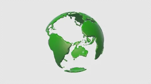Green Globe Planet Earth Rotating Loop With Alpha Channel Stock Footage 255555170