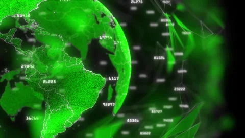 Green Globe With Plexus Effect Stock Footage 243625844