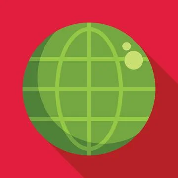 Green globe rotating on red background representing global communication Stock Illustration