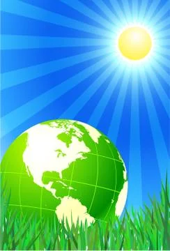 Green Globe on summer background Stock Illustration