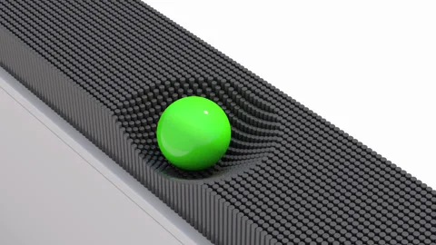Green glossy ball rolling. Gray cylinder morphing. 3d render. Stock Footage 157289170
