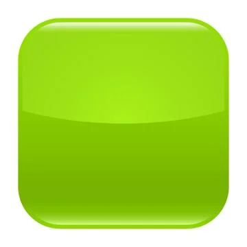 Green glossy button blank icon square empty shape Stock Illustration