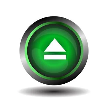 Green glossy button circle web Eject sign vector Stock Illustration