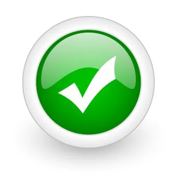Green glossy circle accept web modern icon Stock Illustration