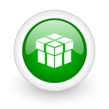 Green glossy circle box web modern icon Stock Illustration