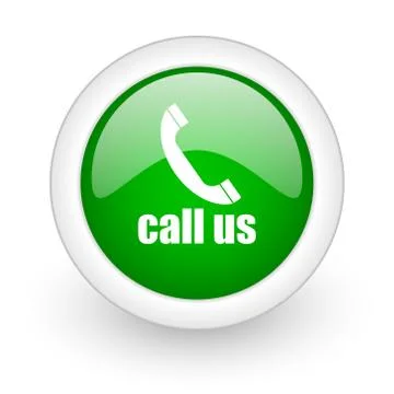 Green glossy circle call us web modern icon Stock Illustration