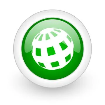 Green glossy circle earth web modern icon Stock Illustration