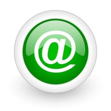 Green glossy circle email web modern icon Stock Illustration
