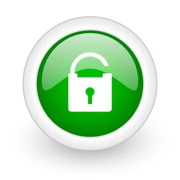 Green glossy circle padlock web modern icon Stock Illustration