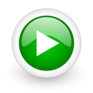Green glossy circle play web modern icon Stock Illustration
