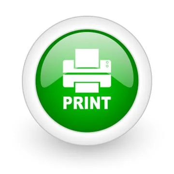 Green glossy circle printer web modern icon Stock Illustration