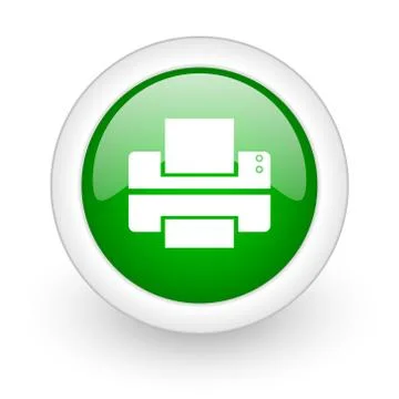 Green glossy circle printer web modern icon Stock Illustration