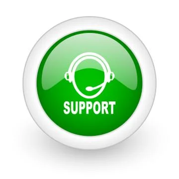 Green glossy circle support web modern icon Stock Illustration