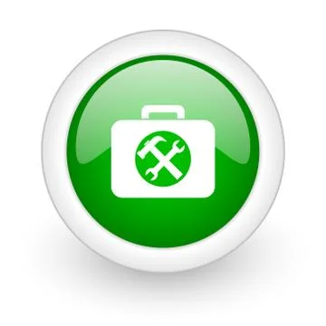 Green glossy circle toolkit web modern icon Stock Illustration