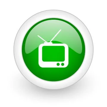 Green glossy circle tv web modern icon Stock Illustration