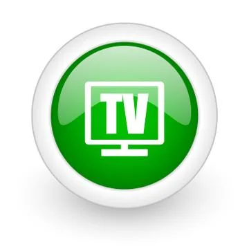 Green glossy circle tv web modern icon 库存插图