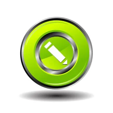 Green glossy pencil icon vector Stock Illustration