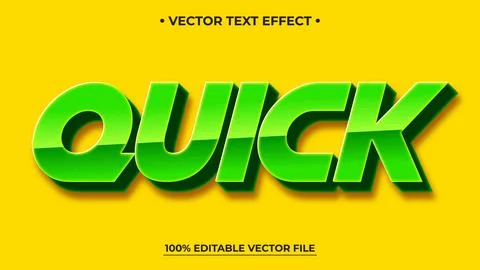 Green Glossy Quick Text Effect on Yellow Background, Editable Vector DesigN Stock Illustration