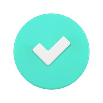 Green glossy rounded button agree complete to do positive voting checkmark .. Stock Illustration