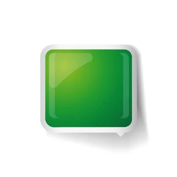 Green glossy square 3d plastic speech bubble vector Stock Illustration