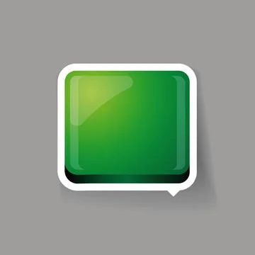 Green glossy square 3d plastic speech bubble vector Stock Illustration