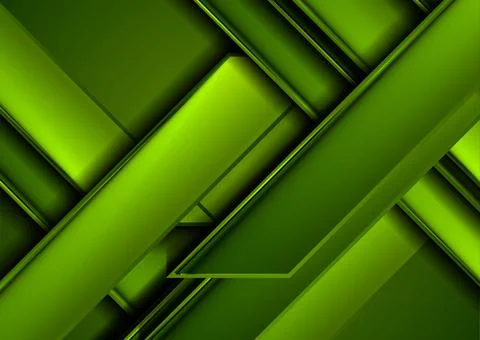Green glossy stripes geometric tech abstract background Stock Illustration