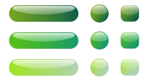 Green Glossy UI Buttons Web Interface Set 스톡 일러스트