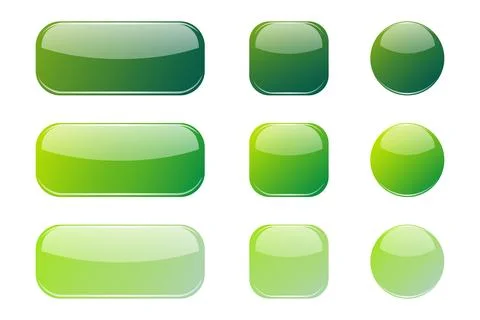 Green Glossy UI Buttons Web Interface Set Ilustração Stock
